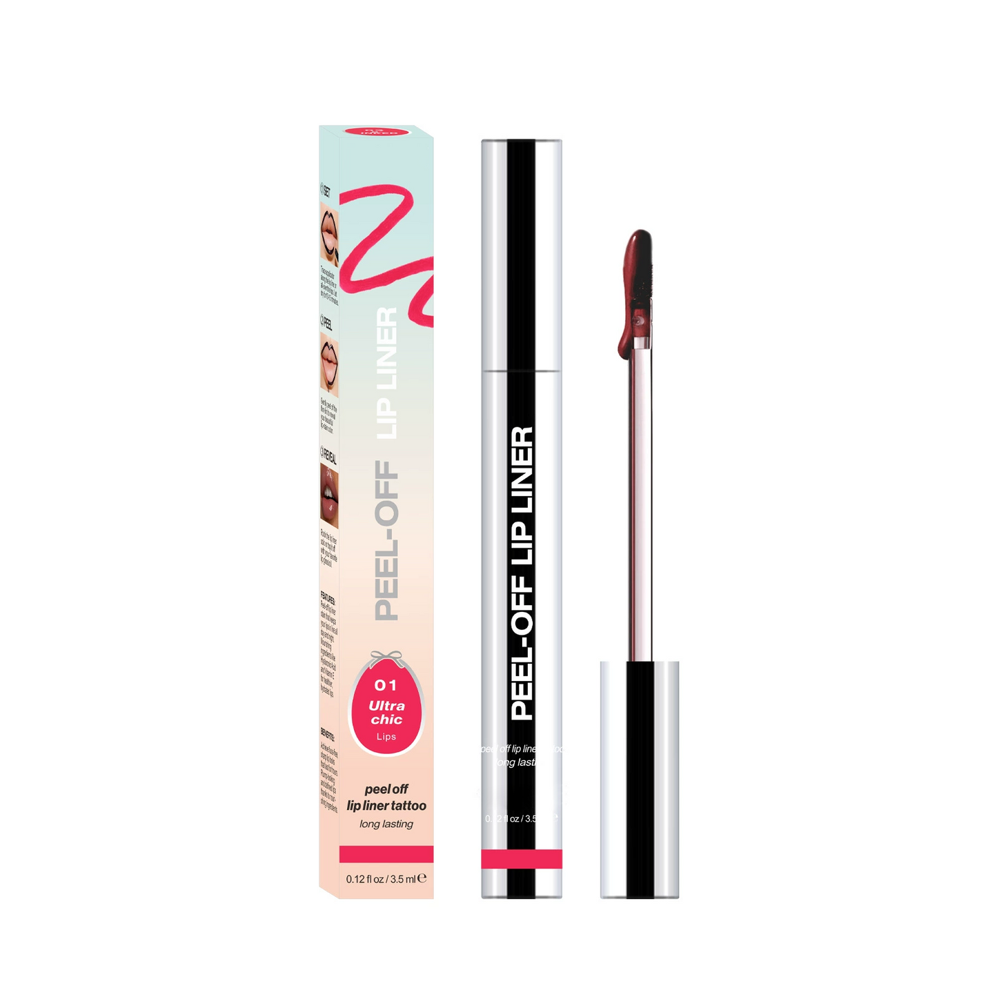 Lip Liner Peel-Off Lip Liner Stain - All Day & Night Lip Liner with Hyaluronic Acid & Vitamin E - Long Lasting Formula - 0.12 fl oz / 3.5 ml
