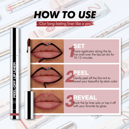 Lip Liner Peel-Off Lip Liner Stain - All Day & Night Lip Liner with Hyaluronic Acid & Vitamin E - Long Lasting Formula - 0.12 fl oz / 3.5 ml