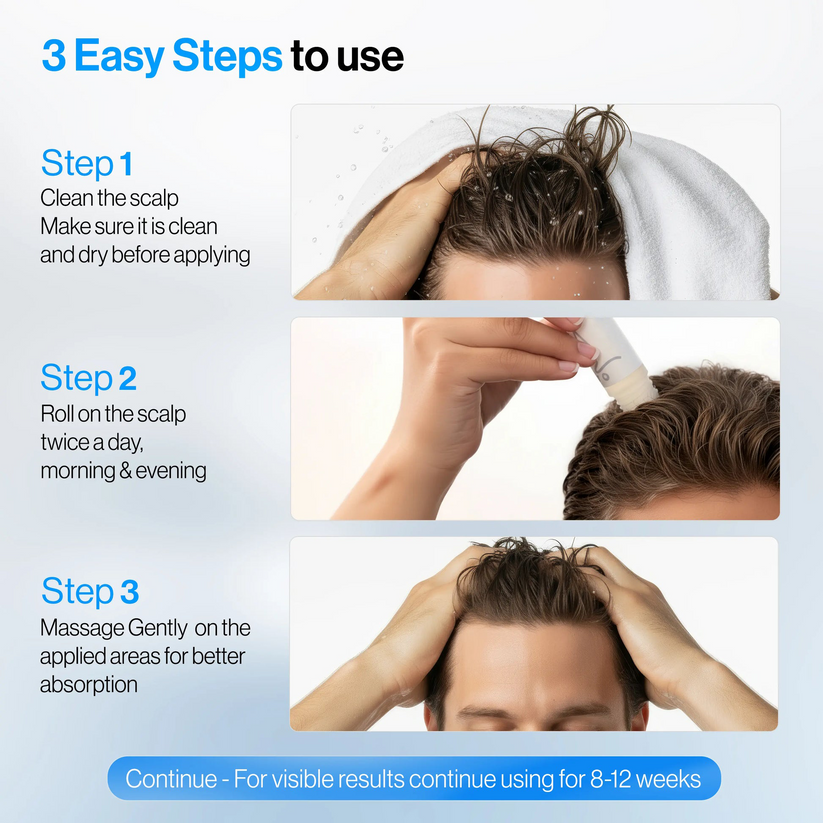 Daily hair care serum application - lightweight roll-on formula