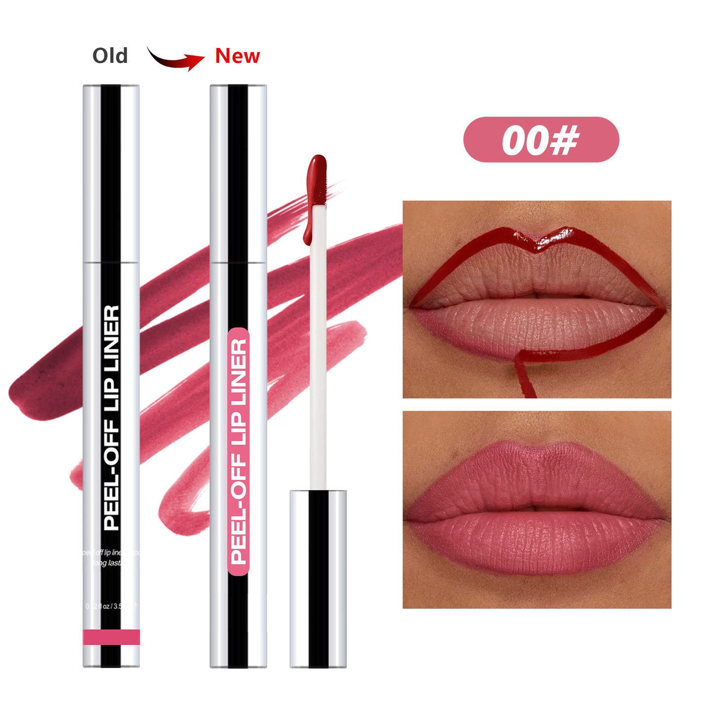 Lip Liner Peel-Off Lip Liner Stain - All Day & Night Lip Liner with Hyaluronic Acid & Vitamin E - Long Lasting Formula - 0.12 fl oz / 3.5 ml