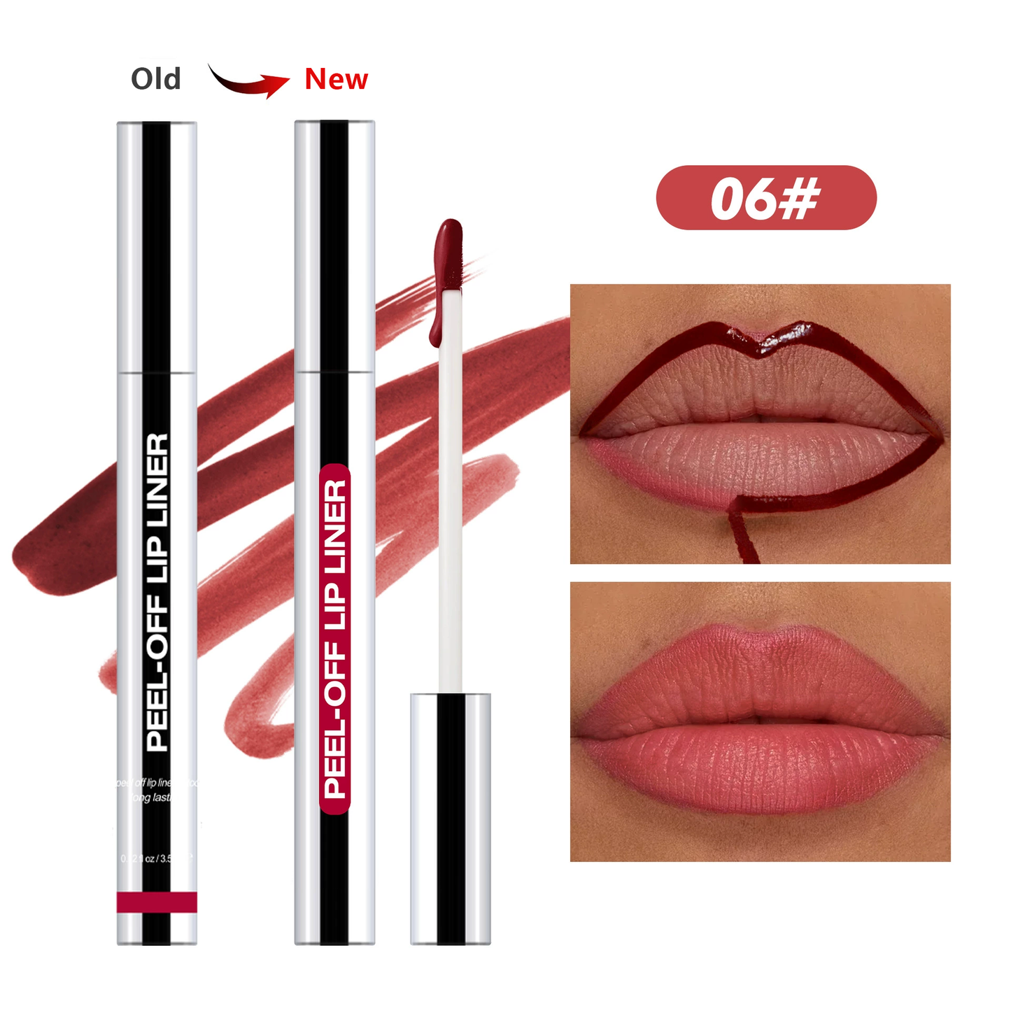 Lip Liner Peel-Off Lip Liner Stain - All Day & Night Lip Liner with Hyaluronic Acid & Vitamin E - Long Lasting Formula - 0.12 fl oz / 3.5 ml