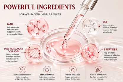 NAD+ EGF Firming Serum | NAD+, EGF, Collagen Extract, Anti-aging, Plumping, Radiance Boosting Serum | Cares for Look of Fine Lines, Skin Elasticity & Firmness