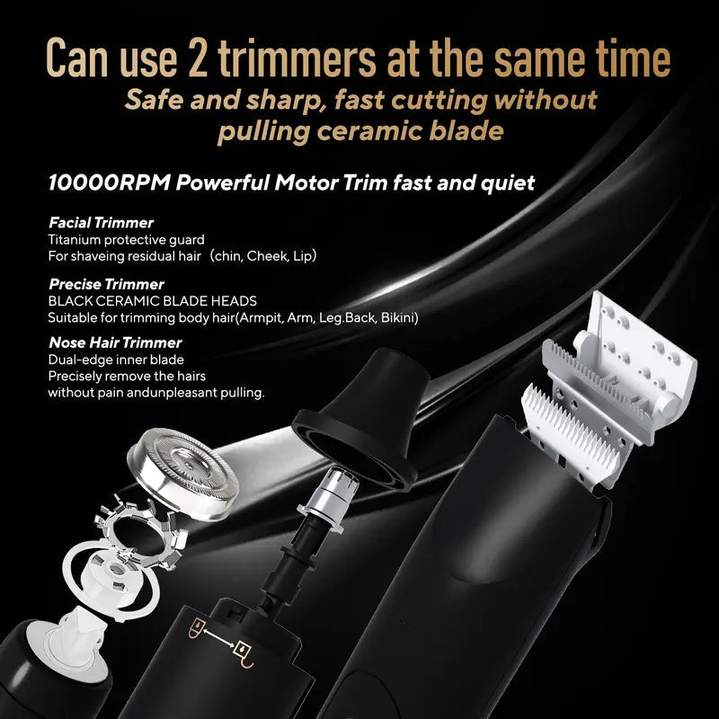 Dual-Head USB Body & Nose Hair Trimmer