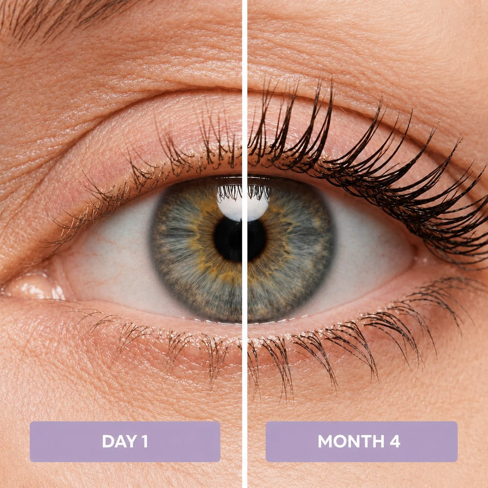 Glimave Mascara Lash Care Day 1 and Month 4